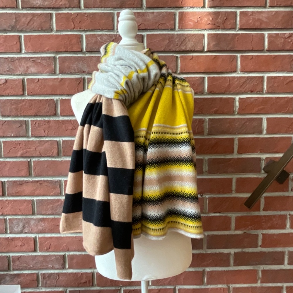 •Green Thomas Merino Lambswool Blanket Knit Scarf Wrap Designer Scotland82”x23” - Picture 4 of 11